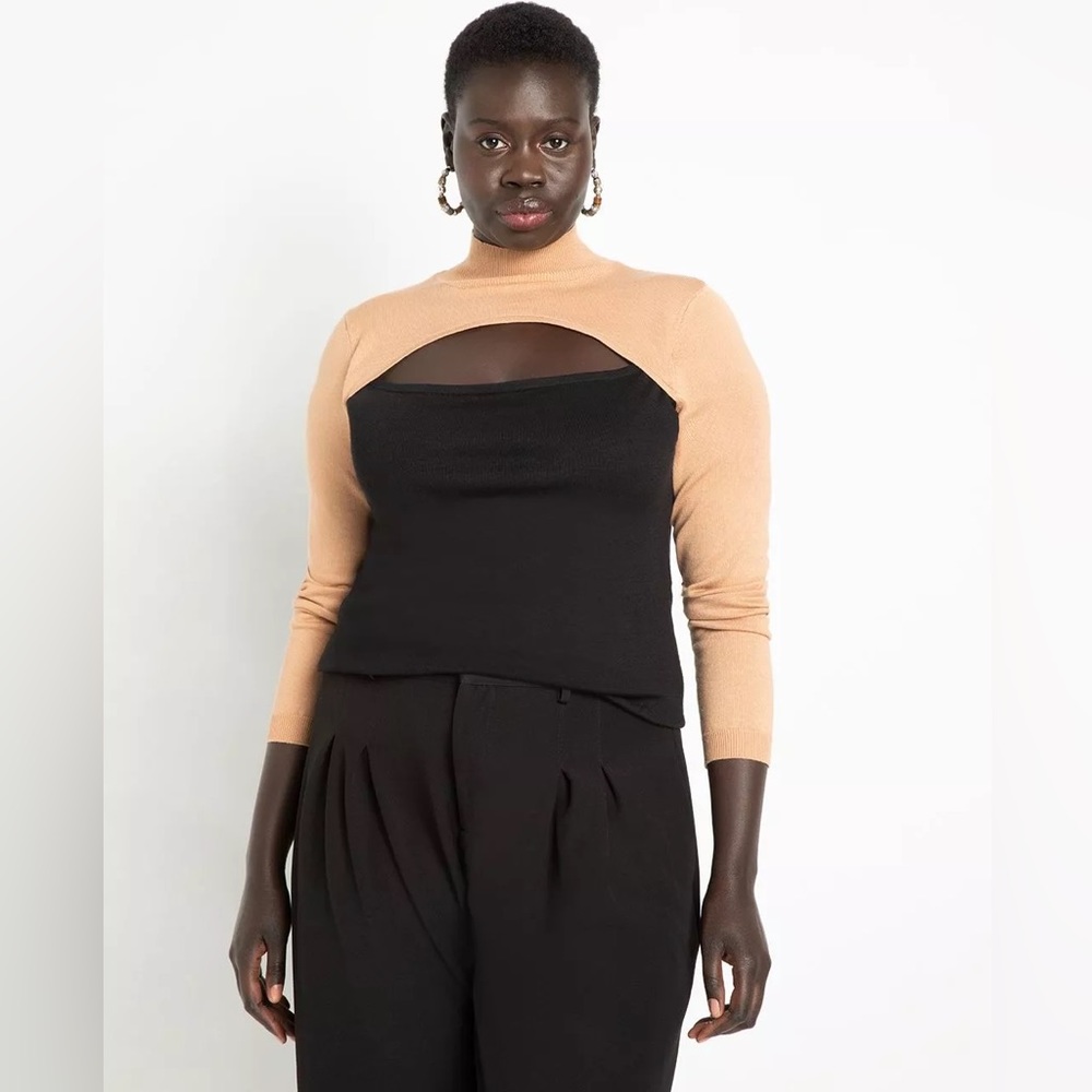 Eloquii Colorblock Sweater With Cutout, size 22/24